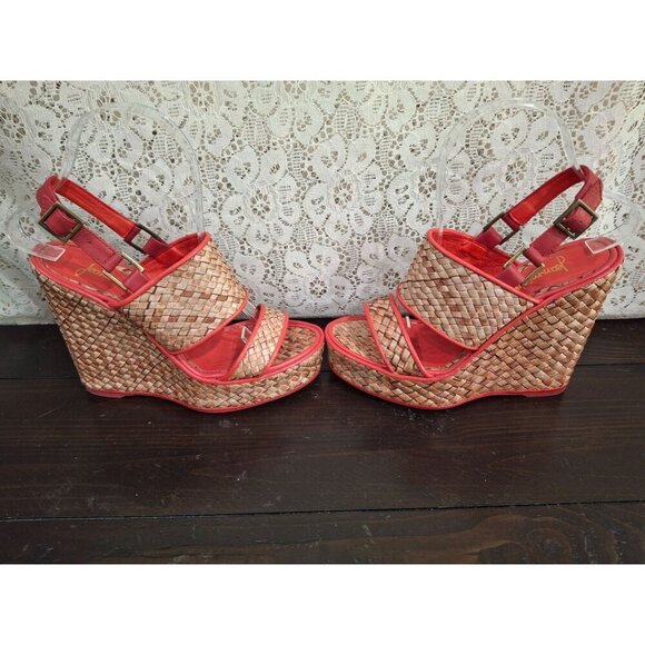 EUC Jean-Michel Cazabat Red Platform Red Slingback Sandal/Sz. 6 (Euro 36.5) - Picture 4 of 8